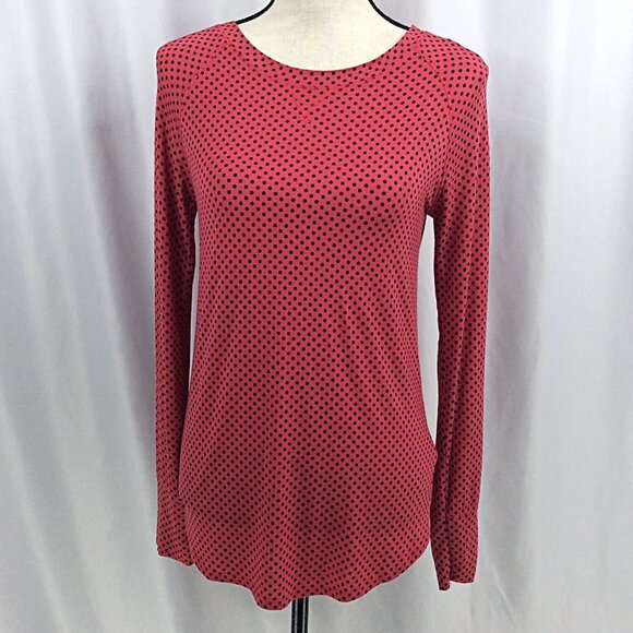 Gap Body Pure Body Top Womens Size XS Pink Red Polka Dot Lightweight Base Layer - Picture 1 of 10